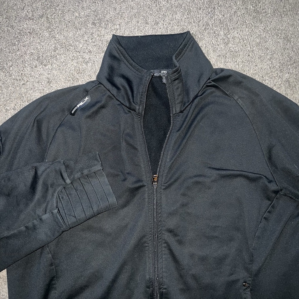 RLX Ralph Lauren Performance Jacket Mens M Black Full Zip Golf Stretch Outdoor